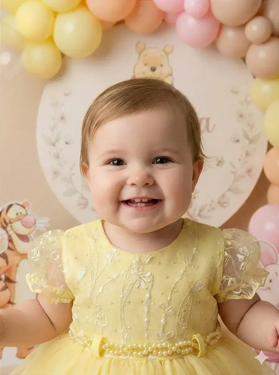 Vestido bebe ana sofia amarelo, foto 3
