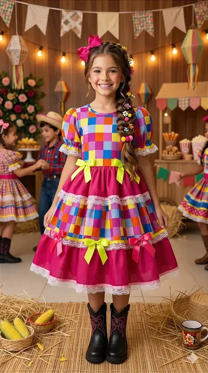 Vestido junino festa amora