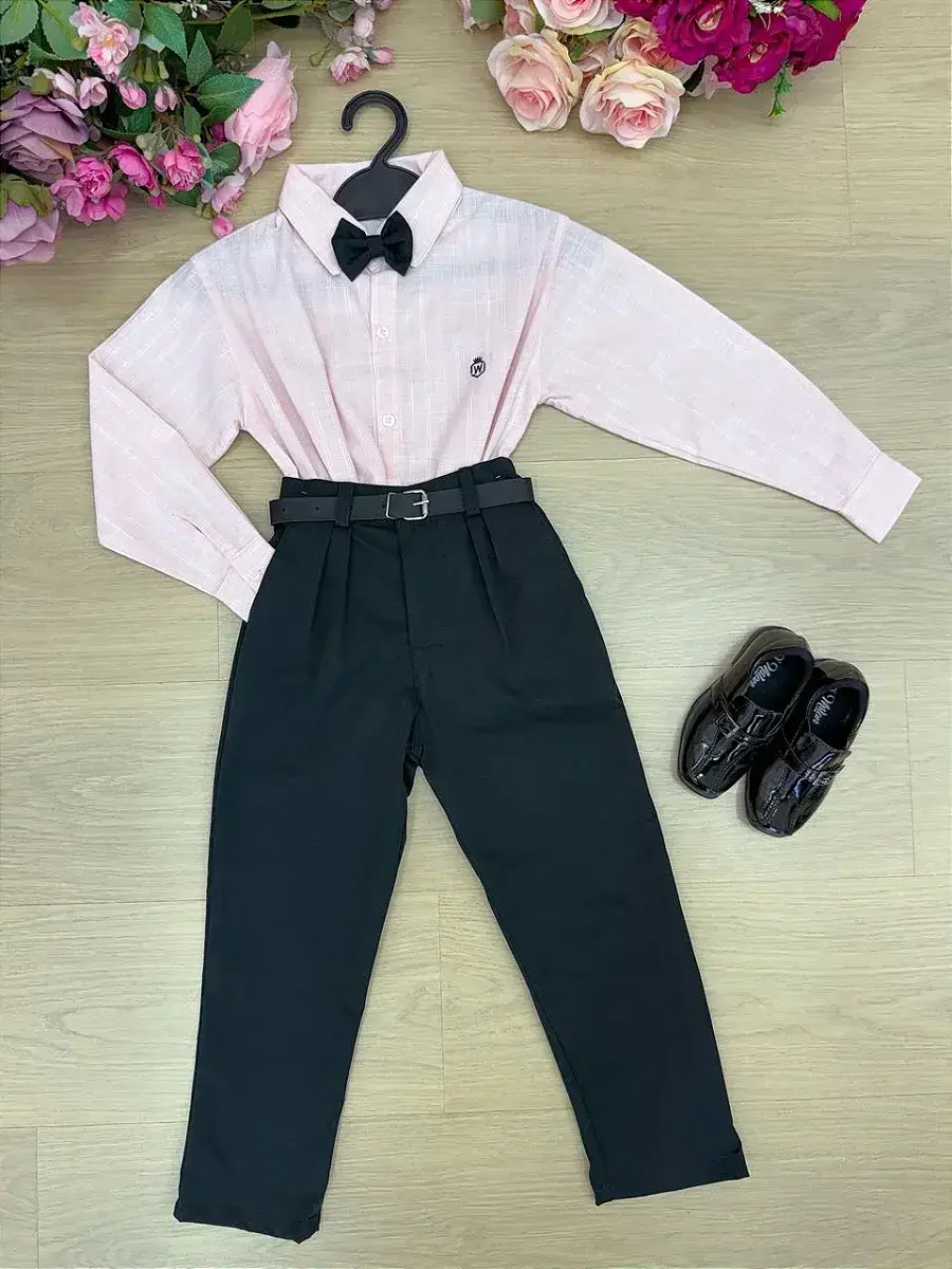 Conjunto social rosa calça preta, foto 4