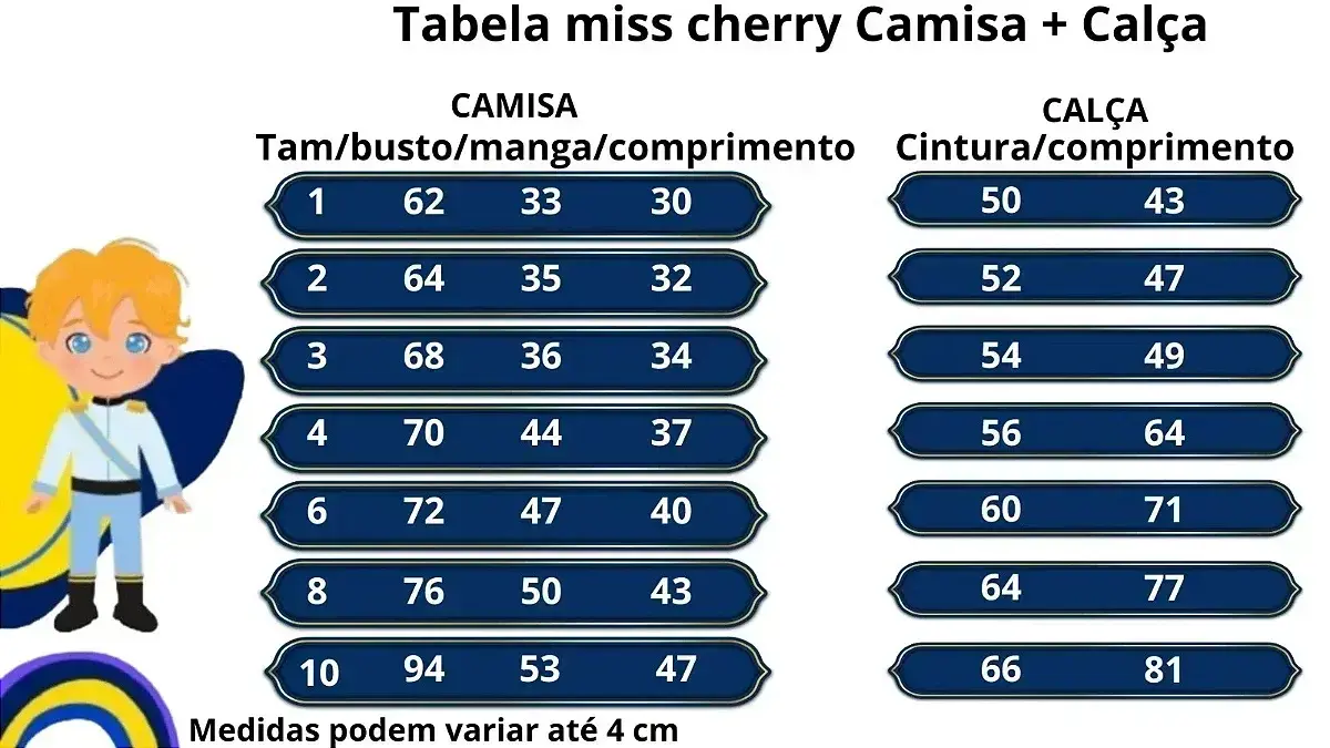 Guia de tamanhos