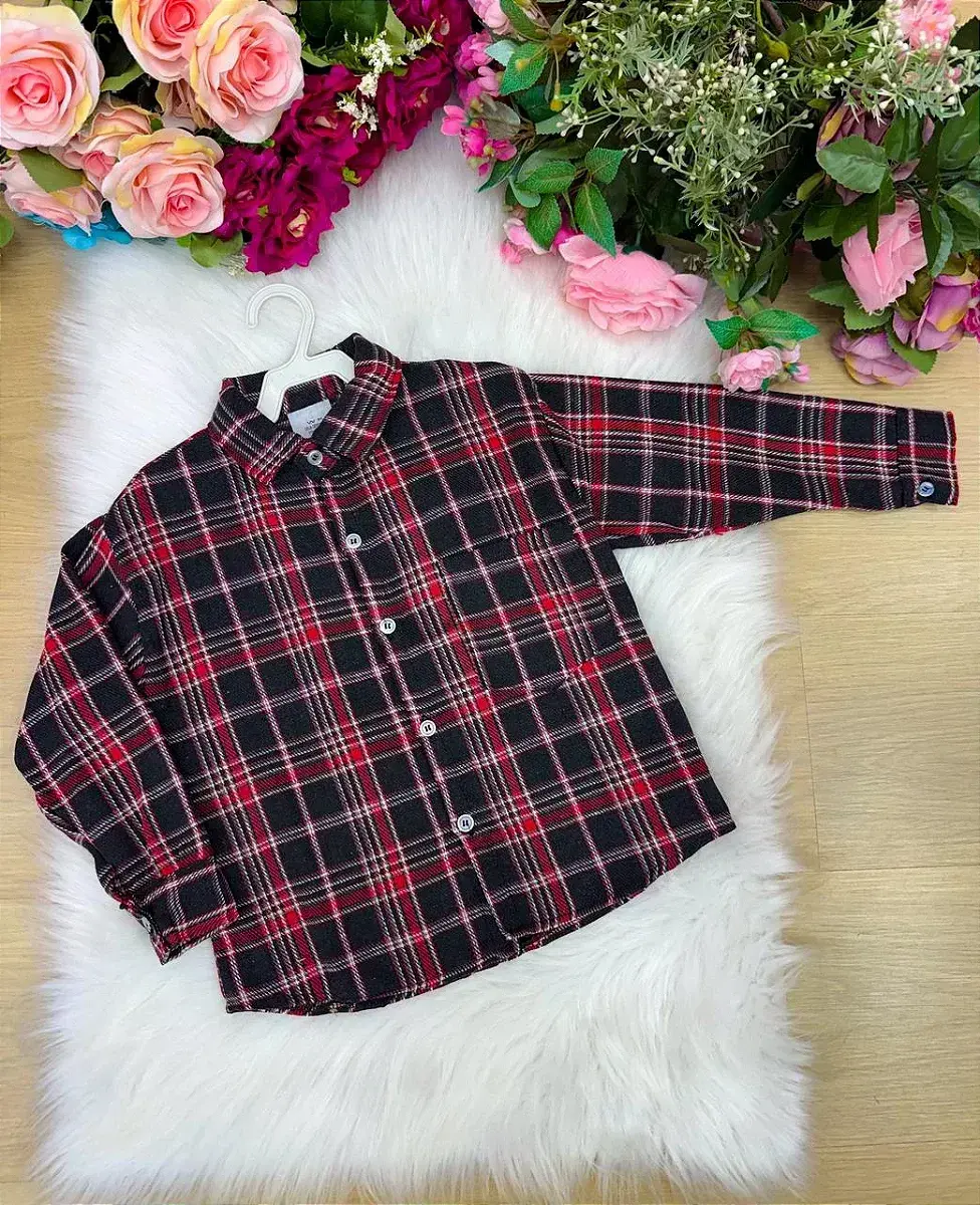 Camisa flanelado xadrez junina bento preto, foto 4