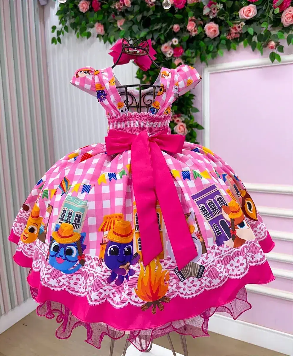 Vestido junino festa bolo fofo rosa, foto 6
