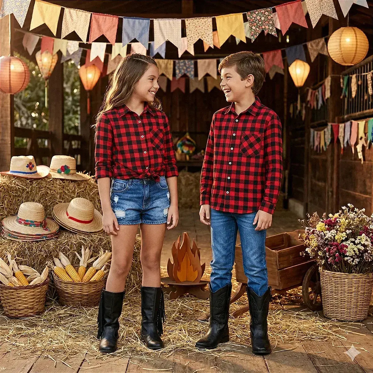 Camisa flanelada xadrez junina jason vermelho