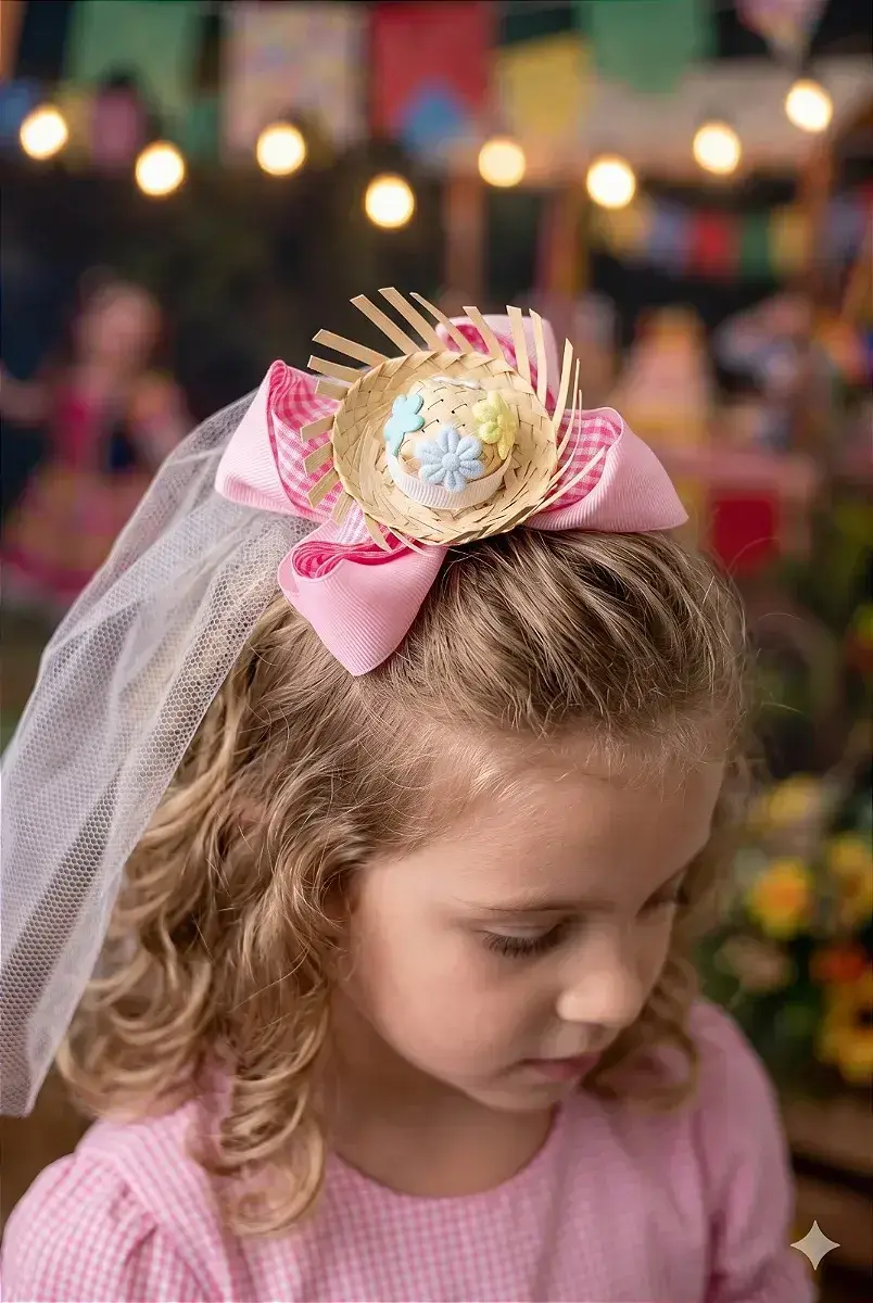 Laço bico de pato noiva noivinha do sertão rosa