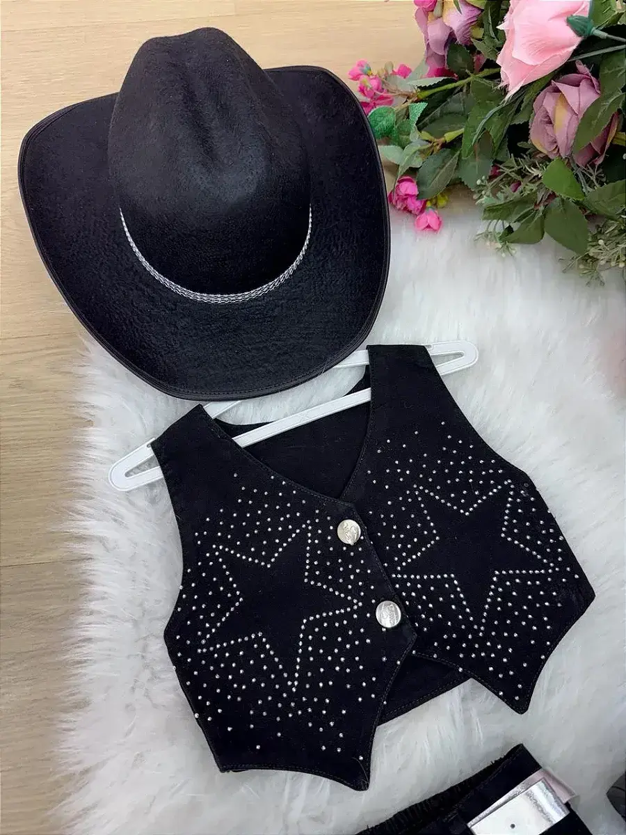 Conjunto Boiadeira estrelada preto, foto 5