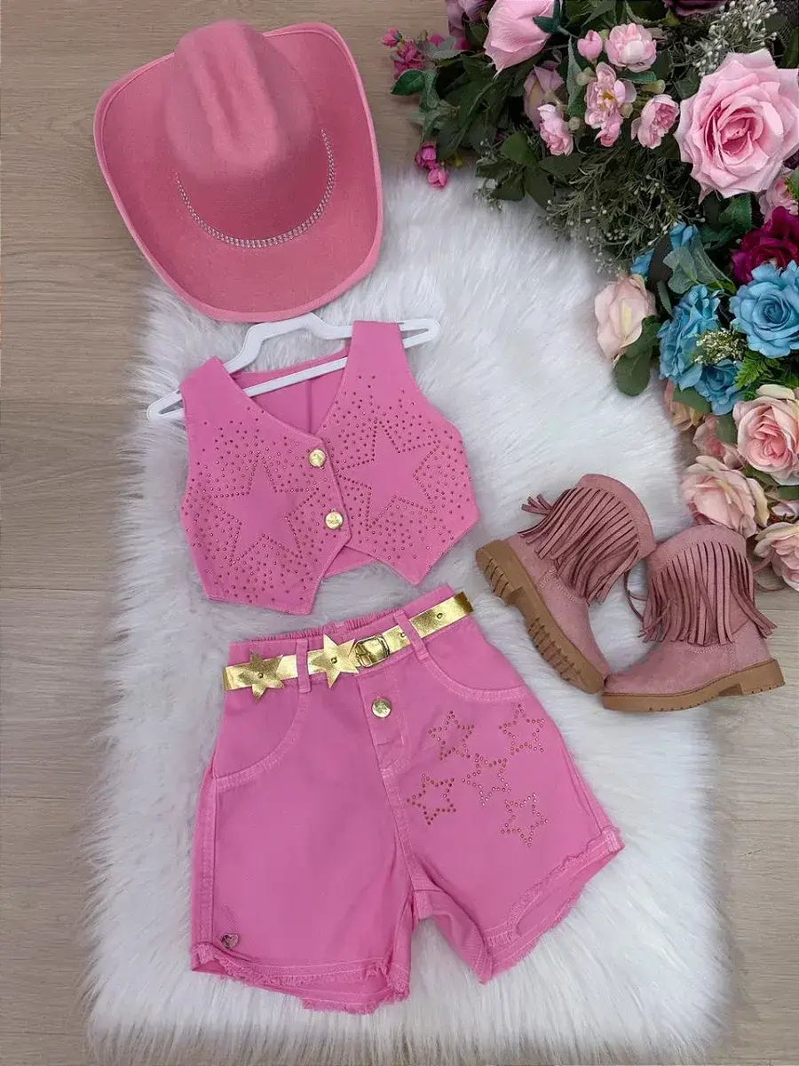 Conjunto Boiadeira estrelada rosa, foto 5