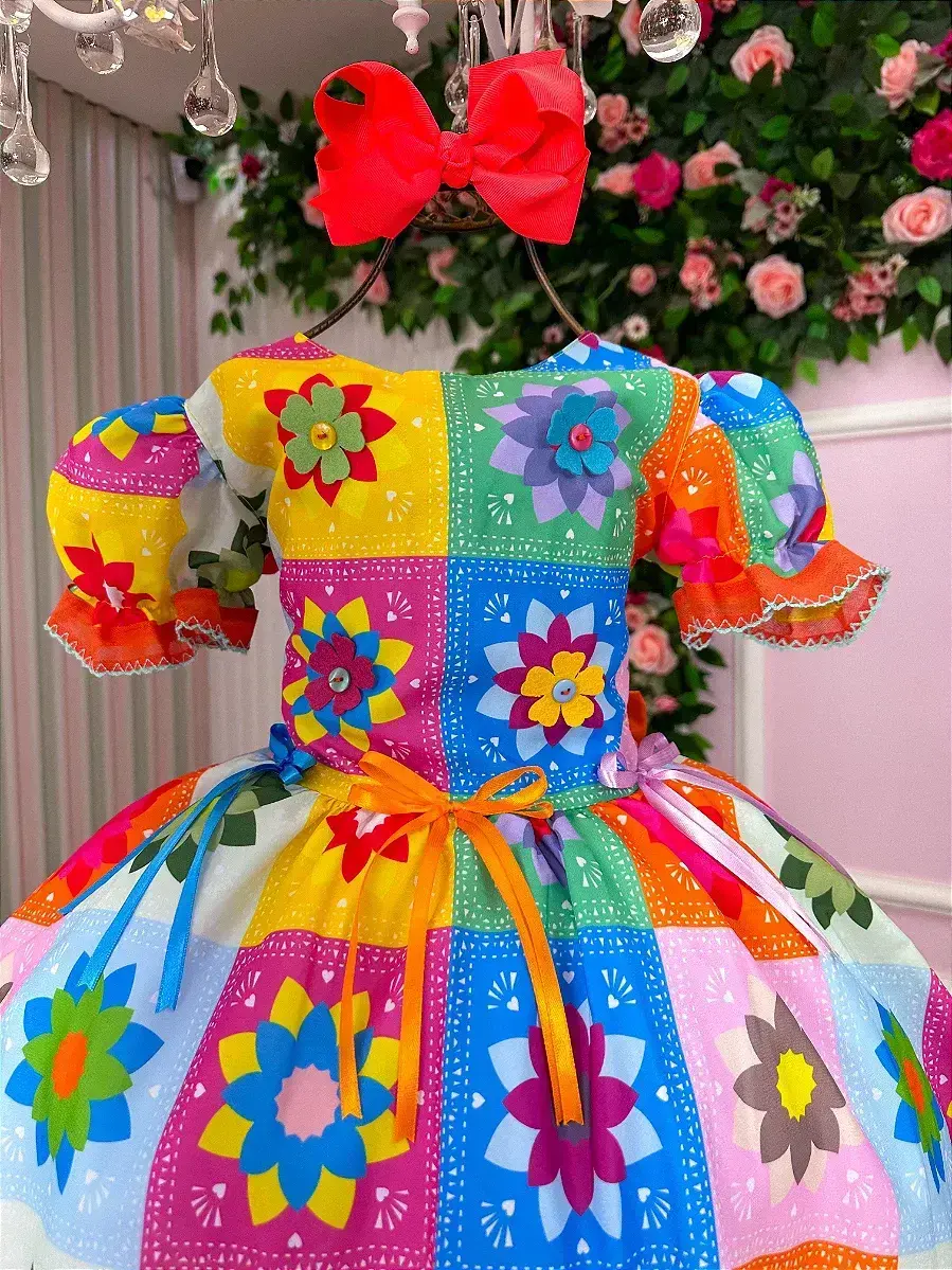 Vestido junino festa elegante laranja, foto 3