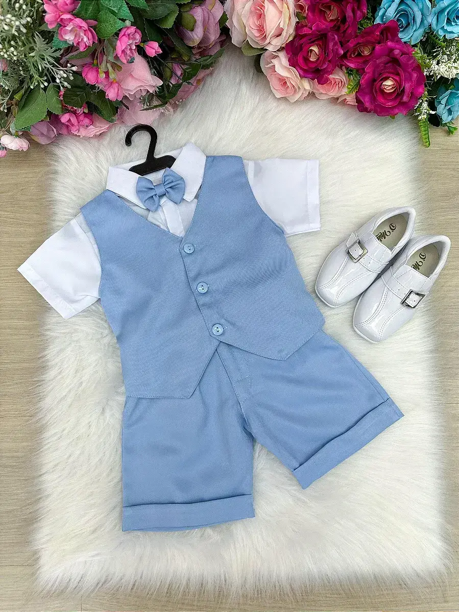 Conjunto social leandro colete azul