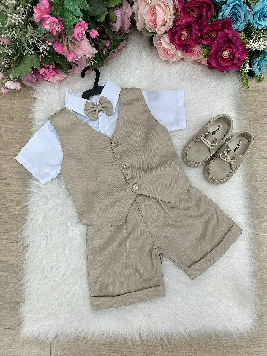 Conjunto social leandro colete bege