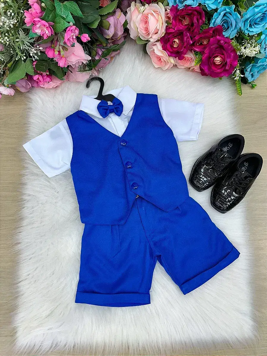 Conjunto social leandro colete azul royal