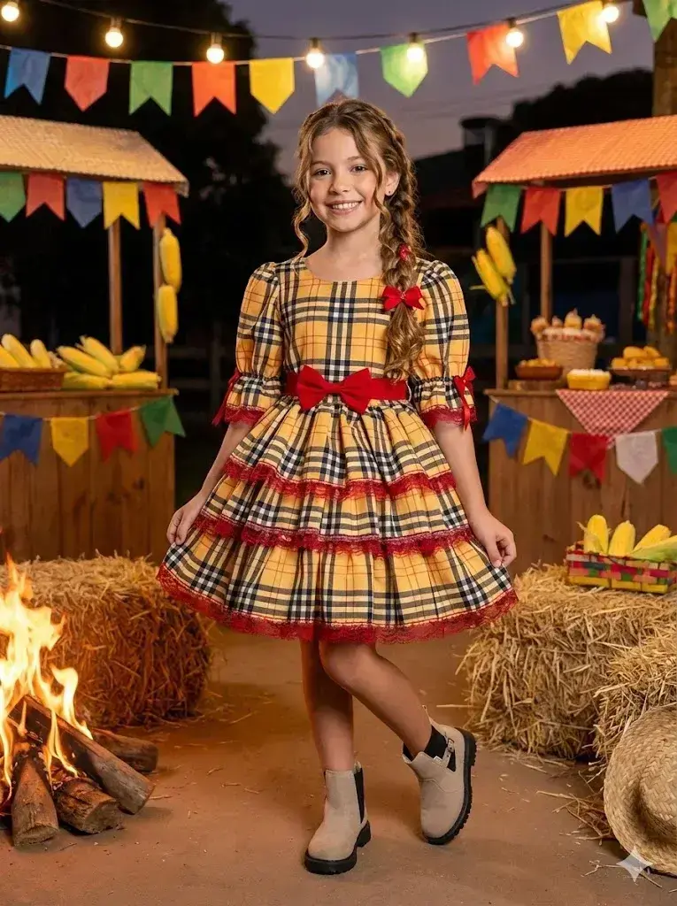 Vestido junino encanto caipira