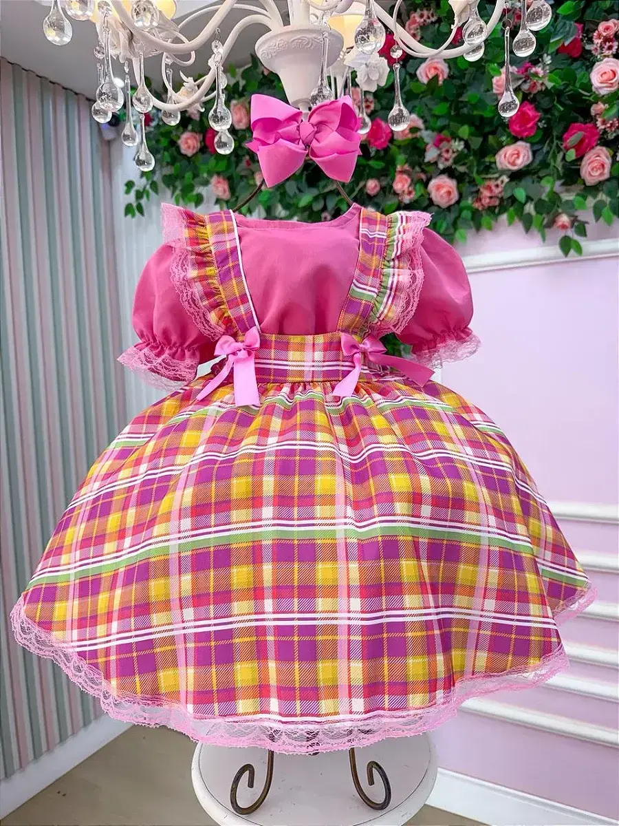 Vestido junino salopete festa arráia da fofura, foto 3