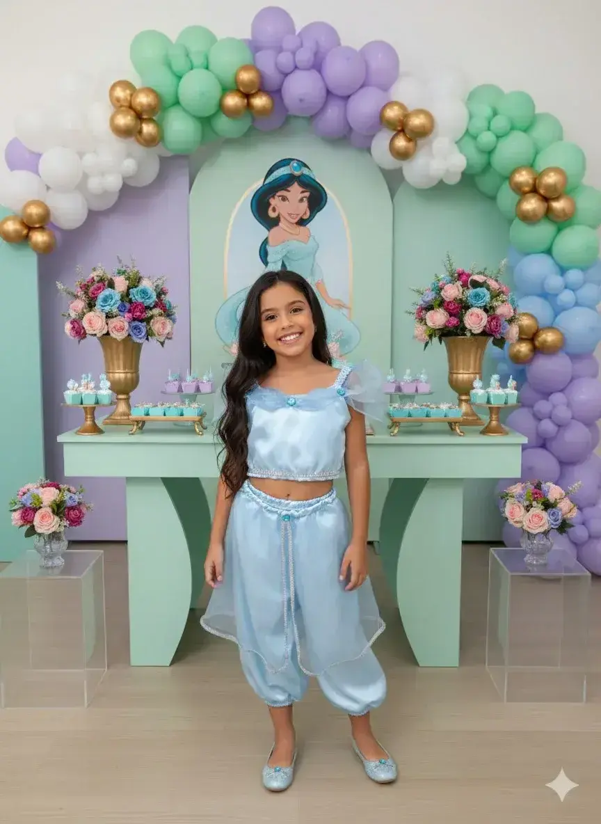 Fantasia princesa jasmine azul