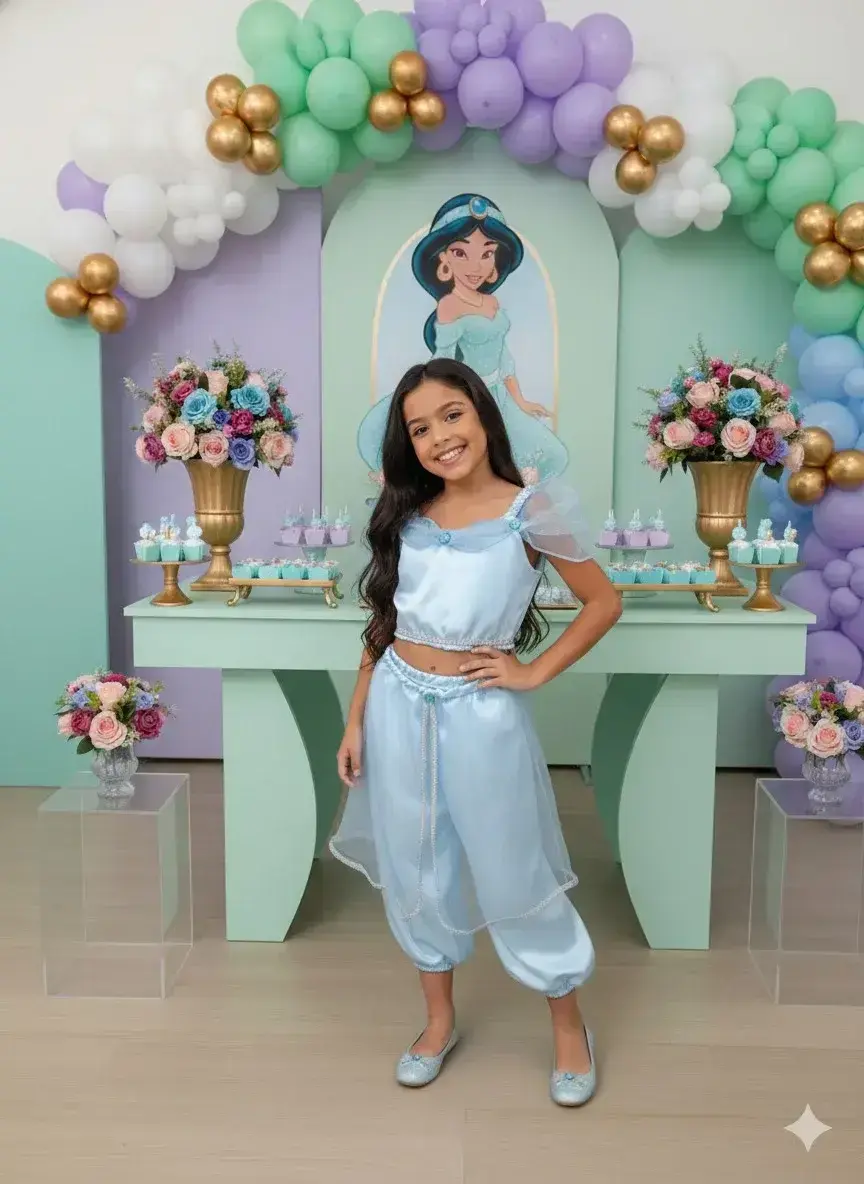 Fantasia princesa jasmine azul, foto 3