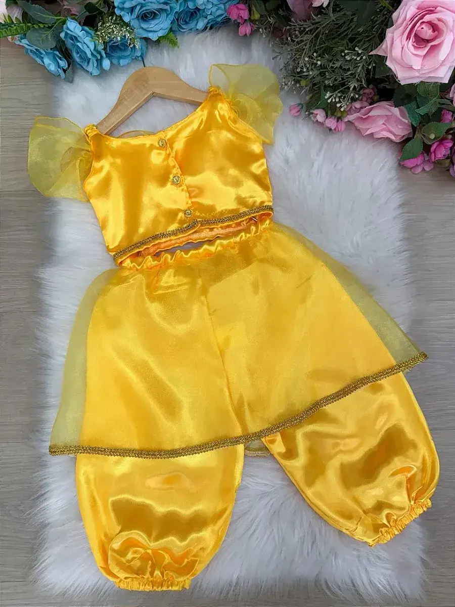 Fantasia princesa jasmine amarela, foto 5