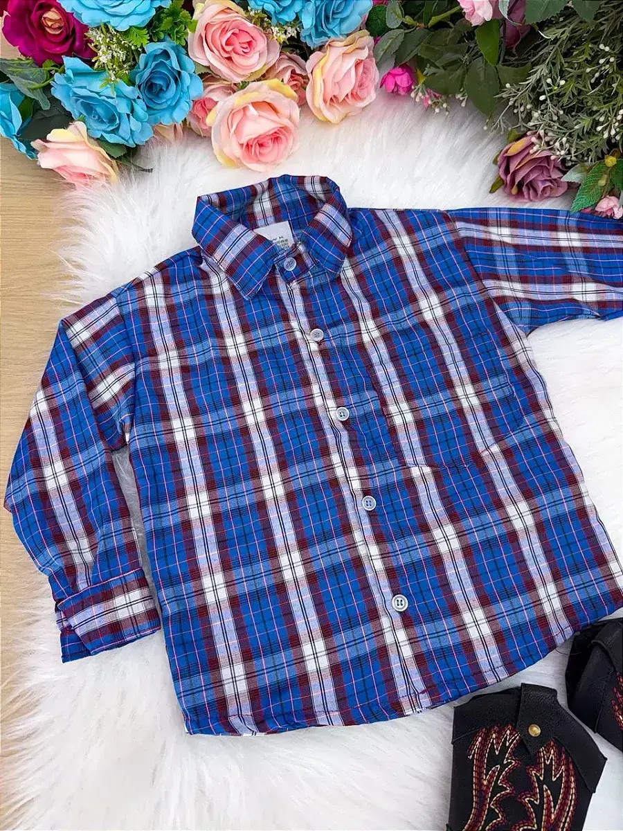 Camisa junina xadrez zion azul, foto 4