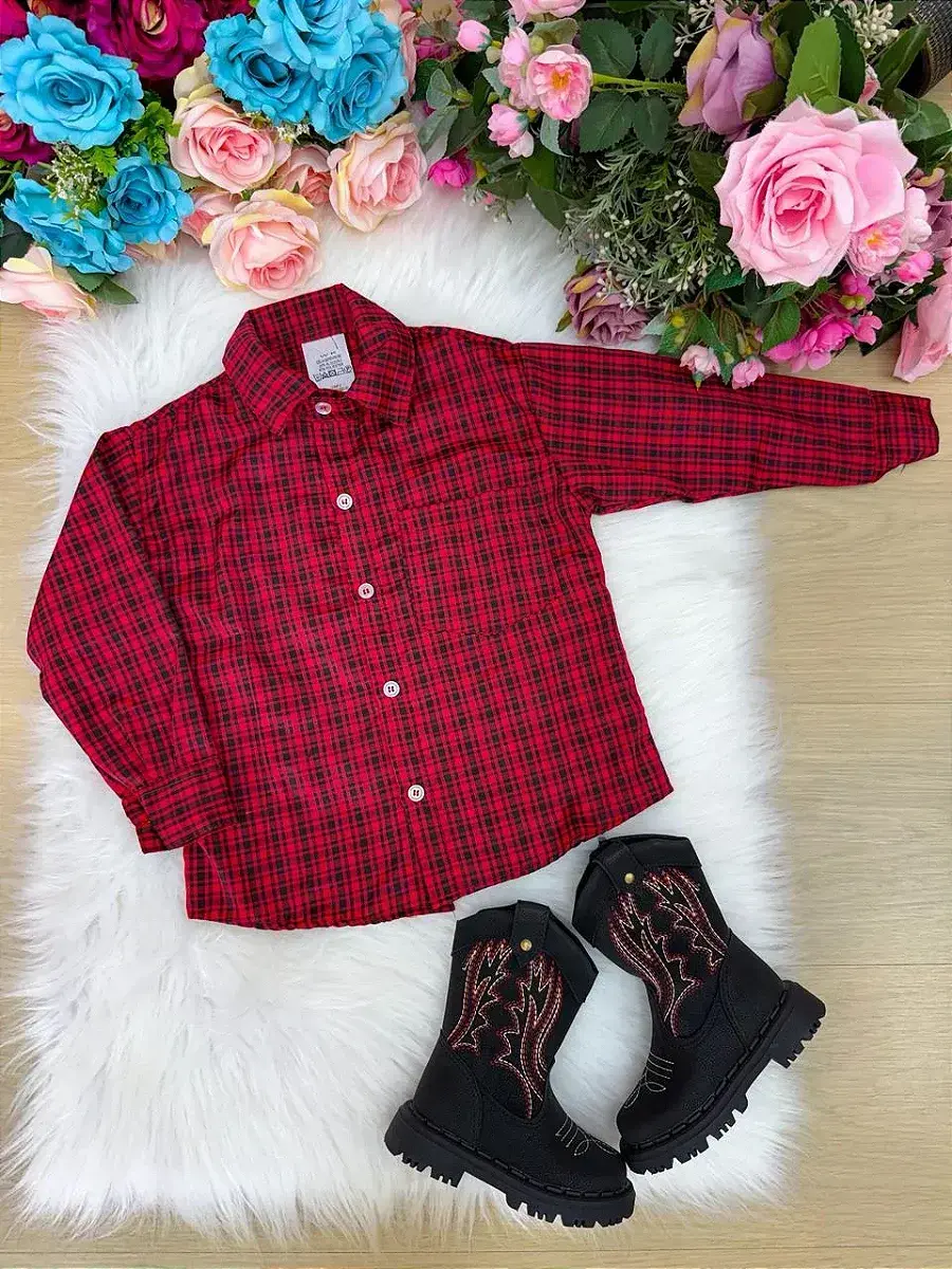 Camisa xadrez junina vermelho, foto 2