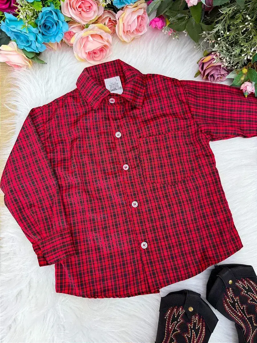 Camisa xadrez junina vermelho, foto 3