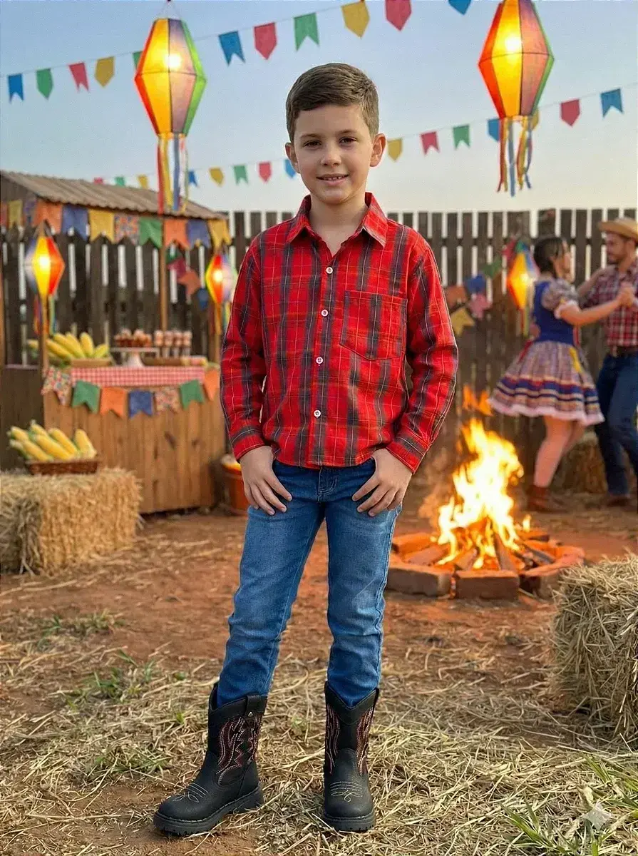 Camisa xadrez junina noah vermelho