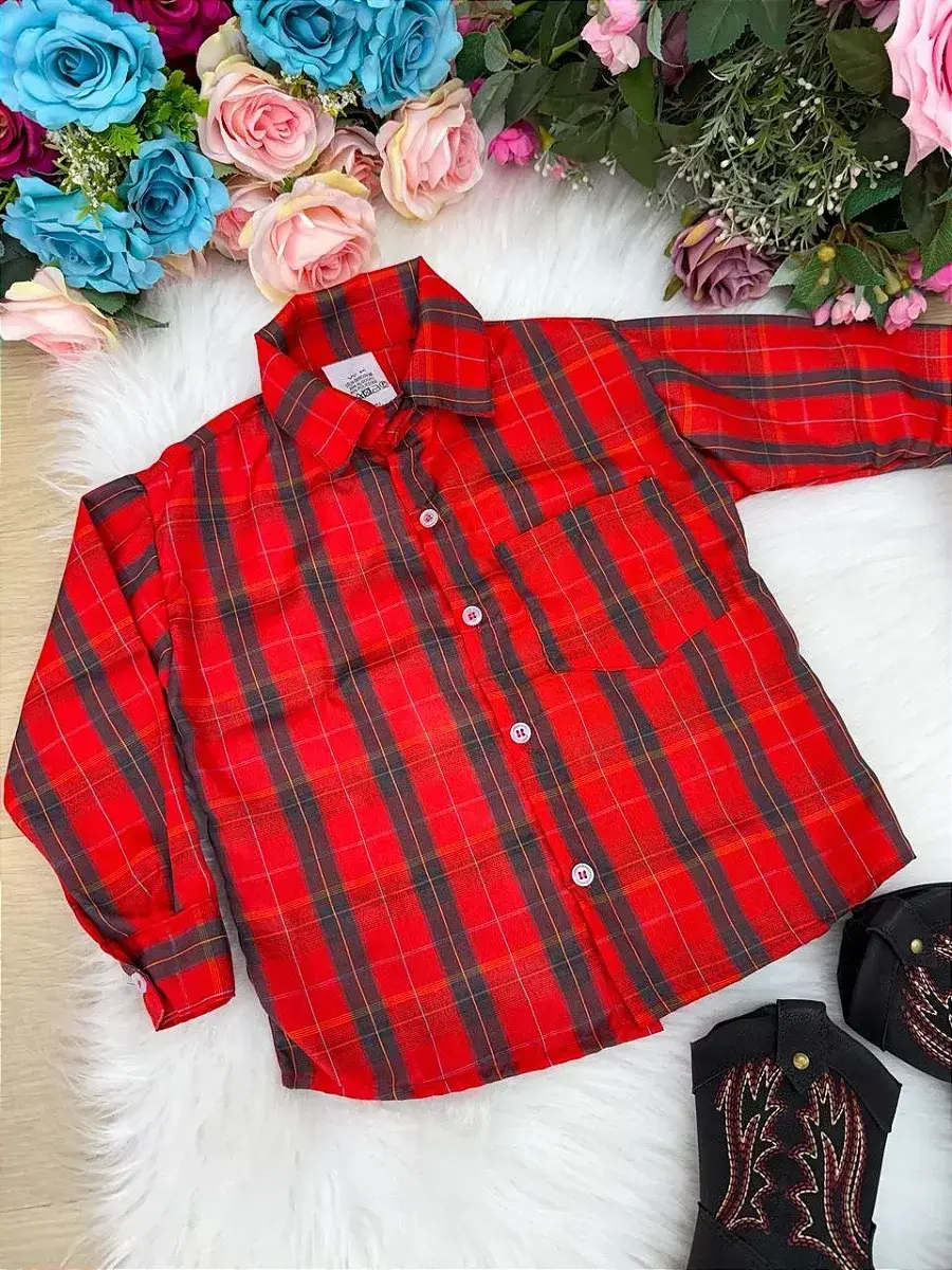 Camisa xadrez junina noah vermelho, foto 3