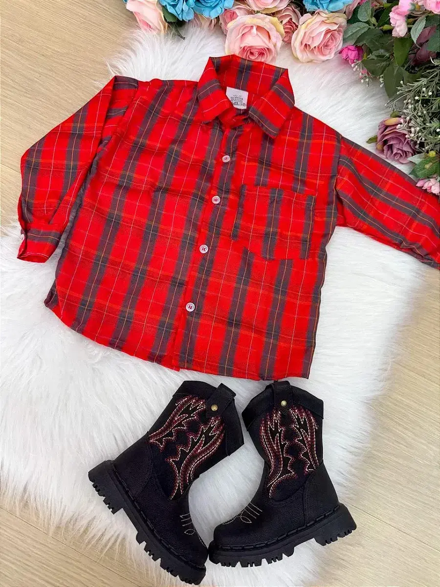 Camisa xadrez junina noah vermelho, foto 4