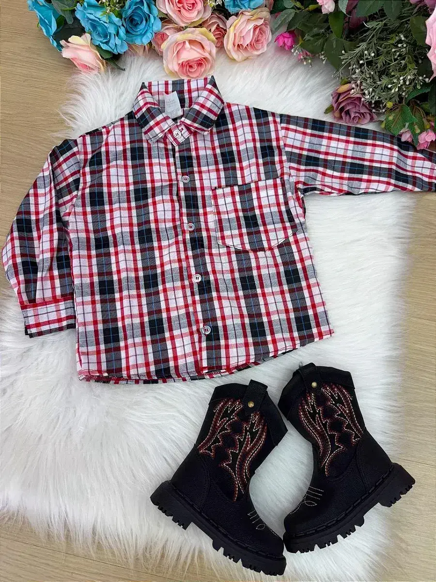 Camisa junina xadrez liam branco, foto 5