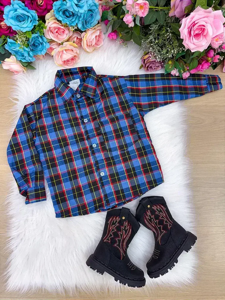 Camisa junina xadrez breno azul, foto 4