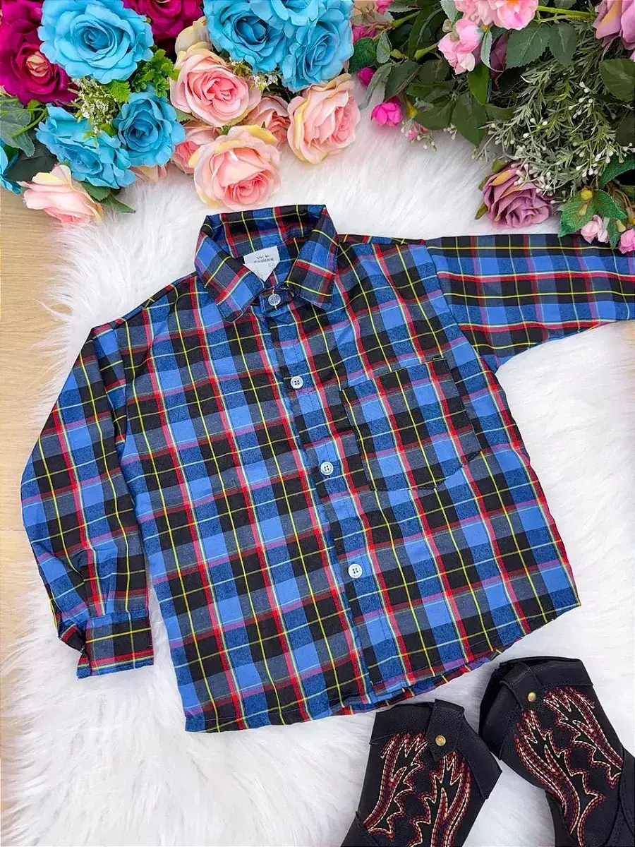 Camisa junina xadrez breno azul, foto 5