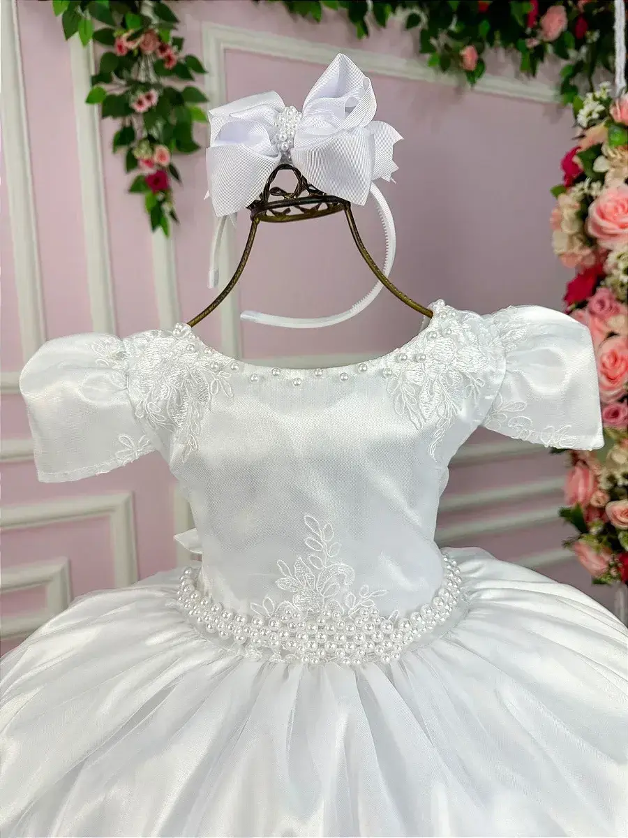 Vestido longo dani branco rendado, foto 2