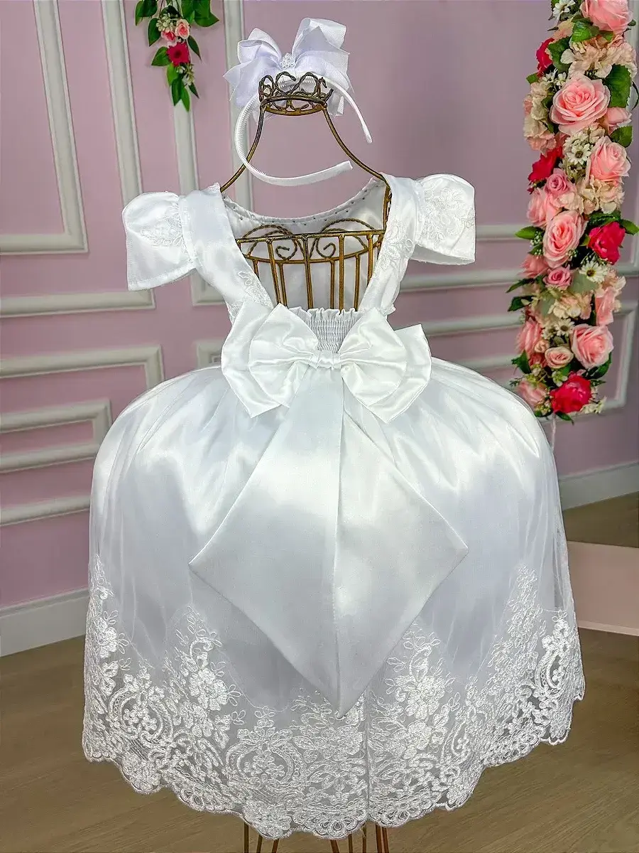 Vestido longo dani branco rendado, foto 5