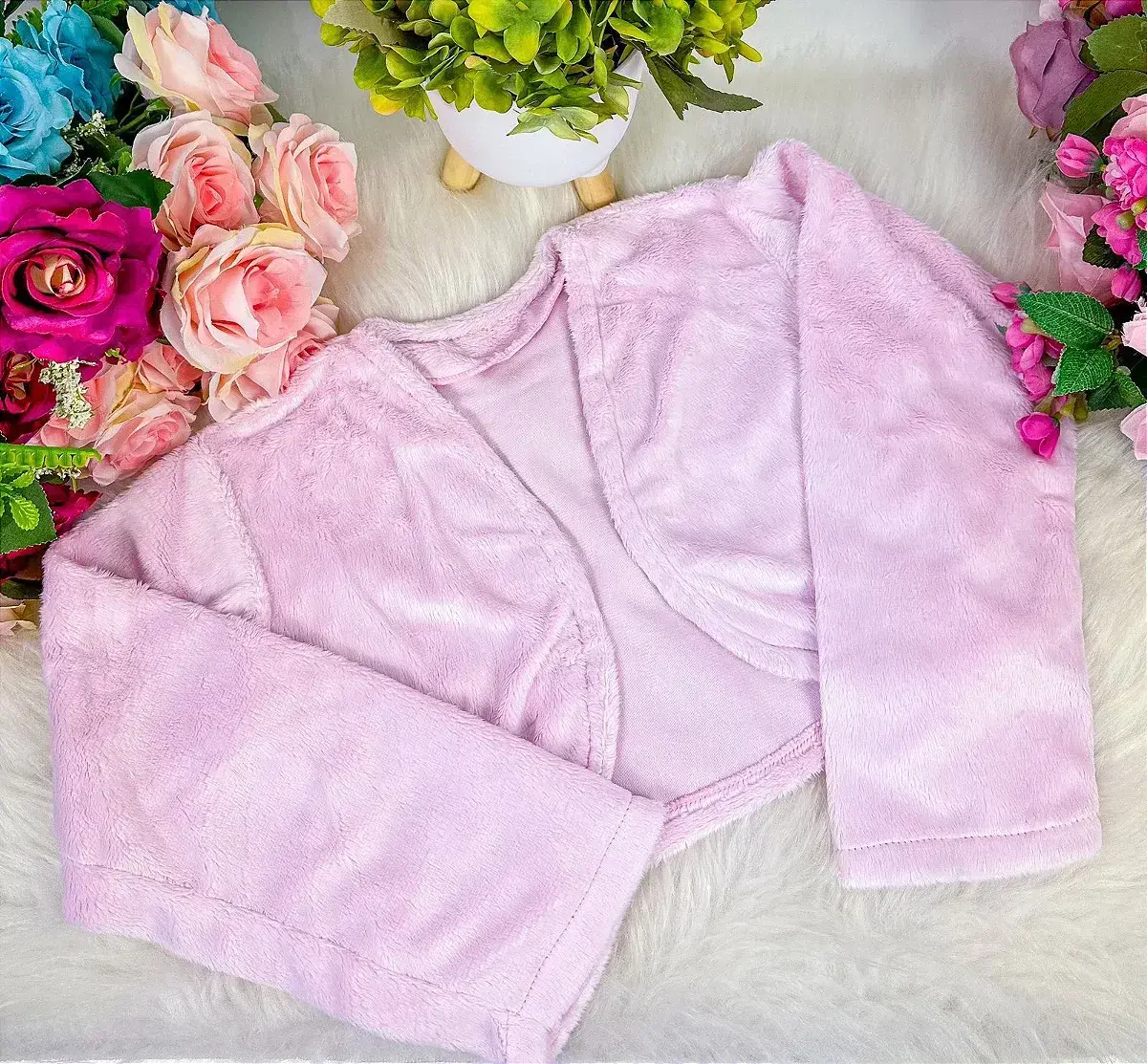Bolero pelucia rosa danone