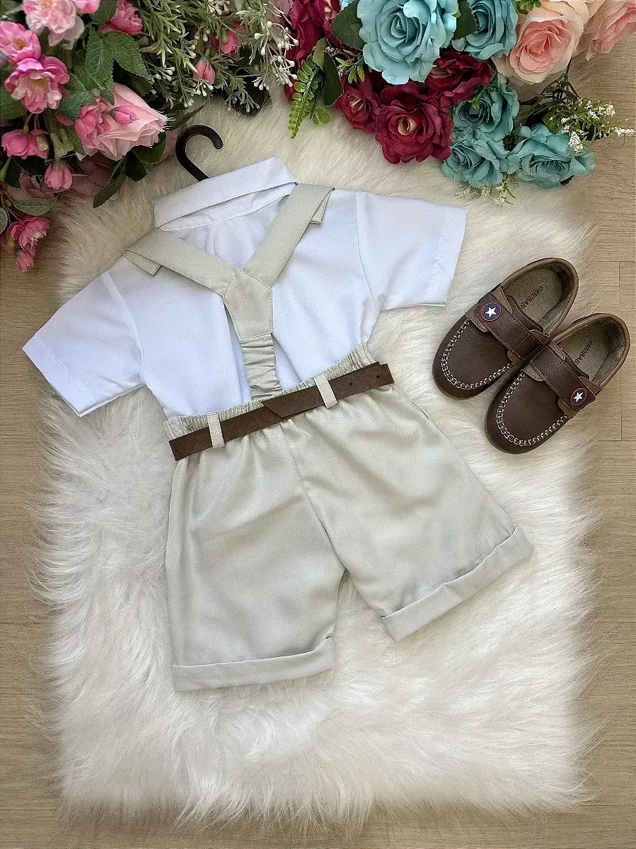 Conjunto social shorts ravi cinza claro, foto 3