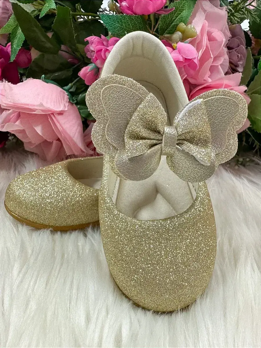 Sapatilha baby dourado gliter, foto 5