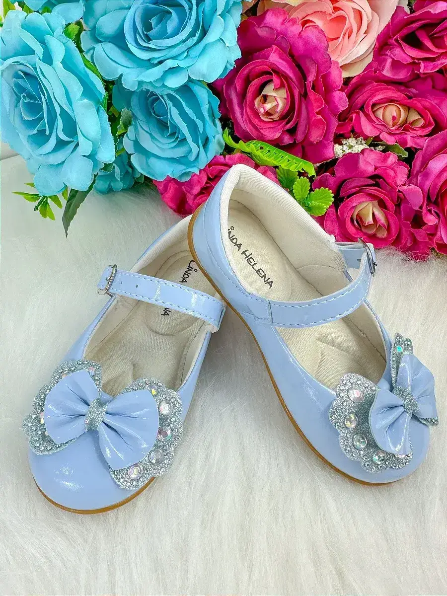 Sapatilha baby azul lacinho strass