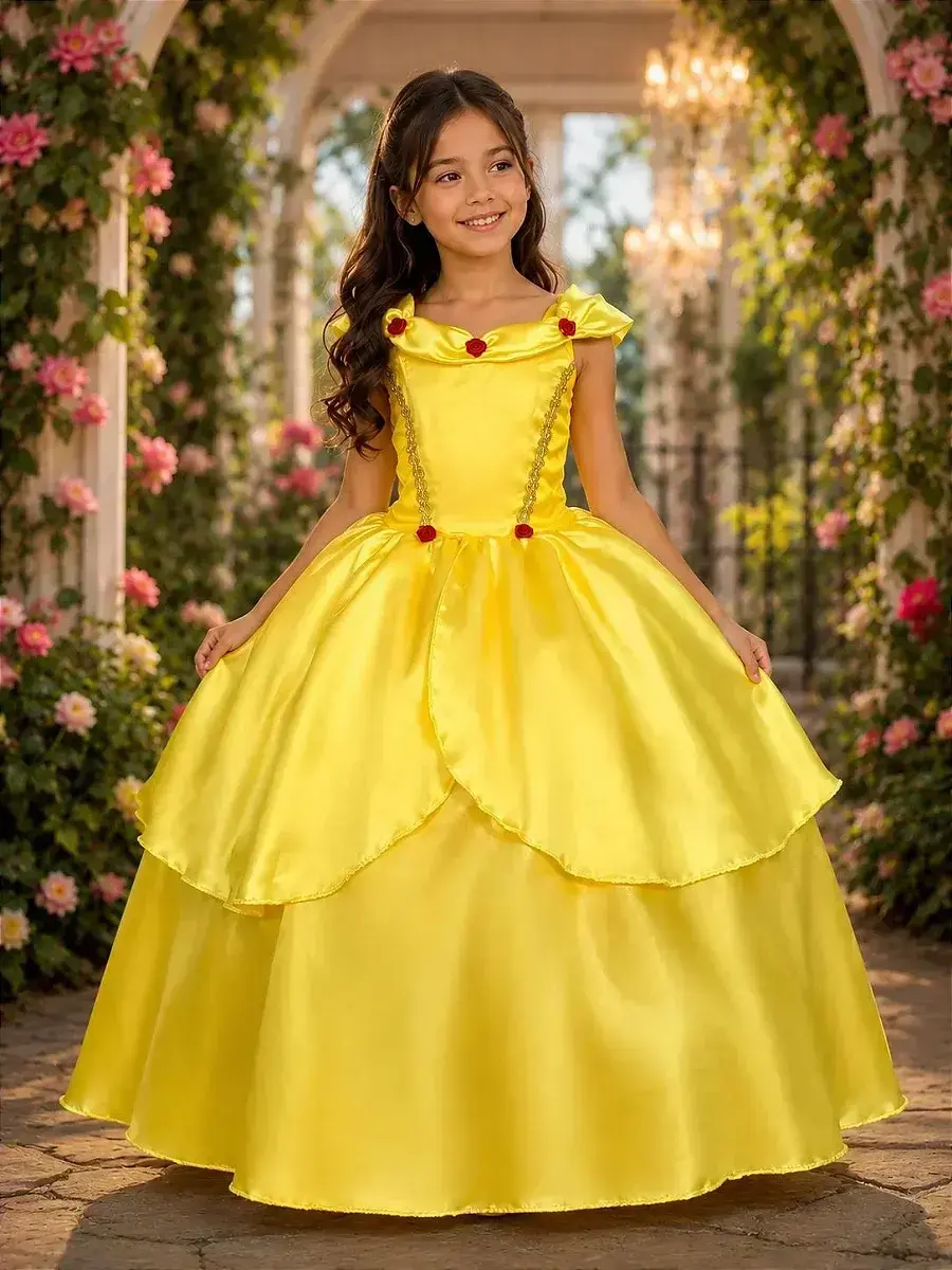 Fantasia princesa amarela longa
