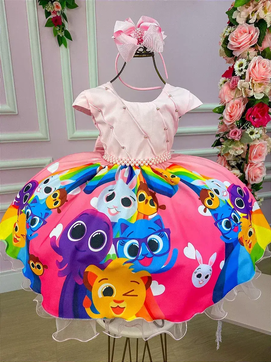 Vestido festa bolofofos bolo fofos rosa