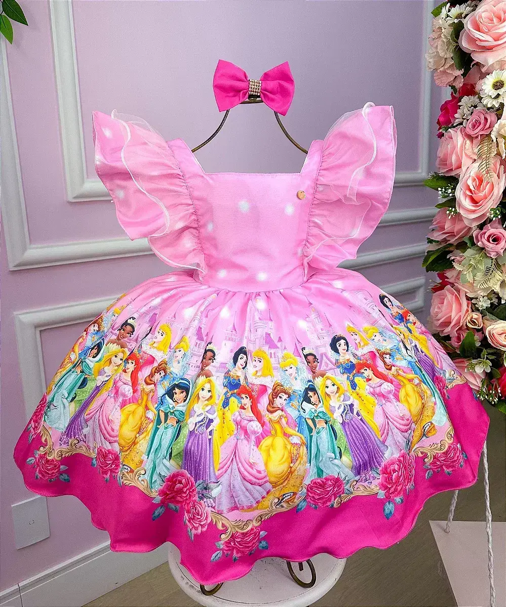 Vestido festa princesas disney rosa, foto 5