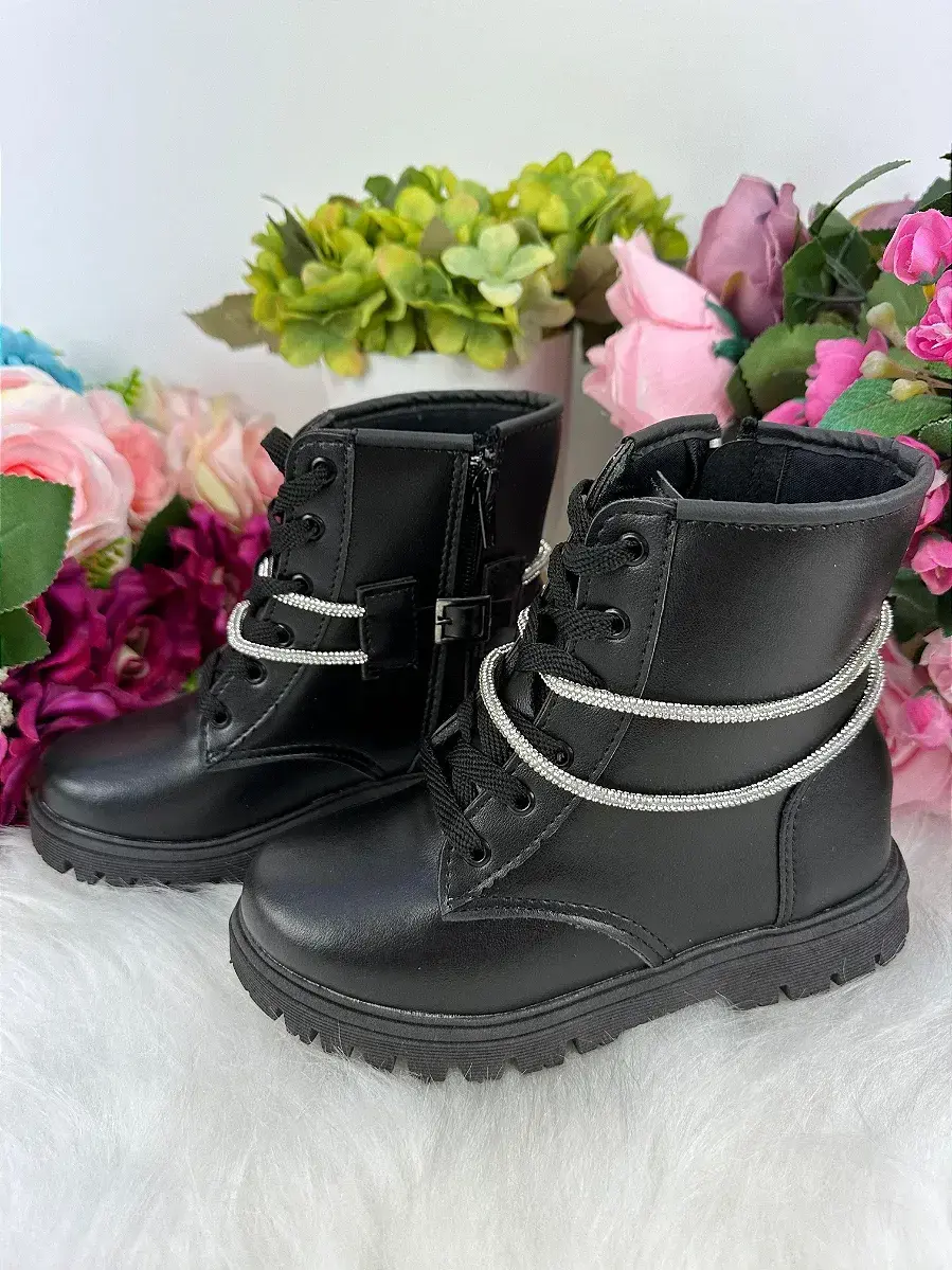 Bota coturno preta fashion