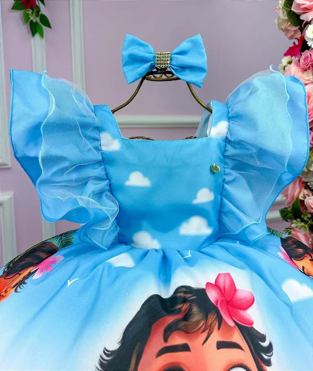 Vestido festa Moana baby azul, foto 2