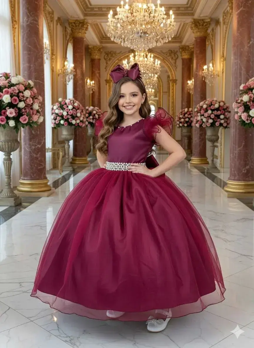 Vestido longo marsala