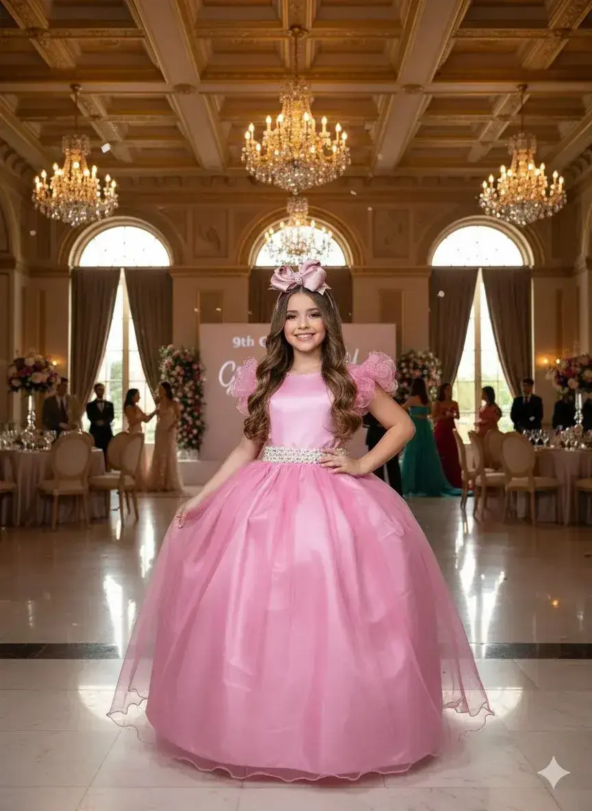 Vestido longo rose