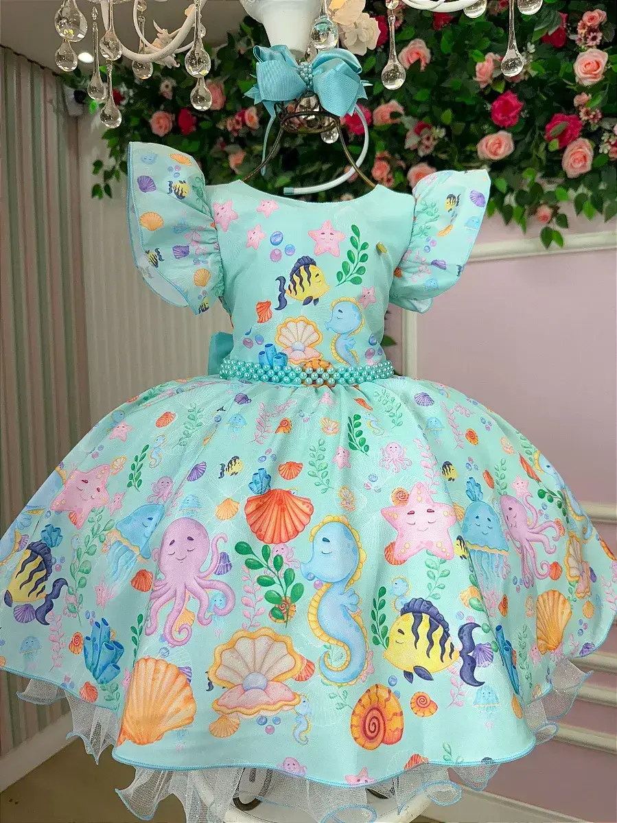 Vestido festa fundo do mar sereia Ariel tiffany, foto 2