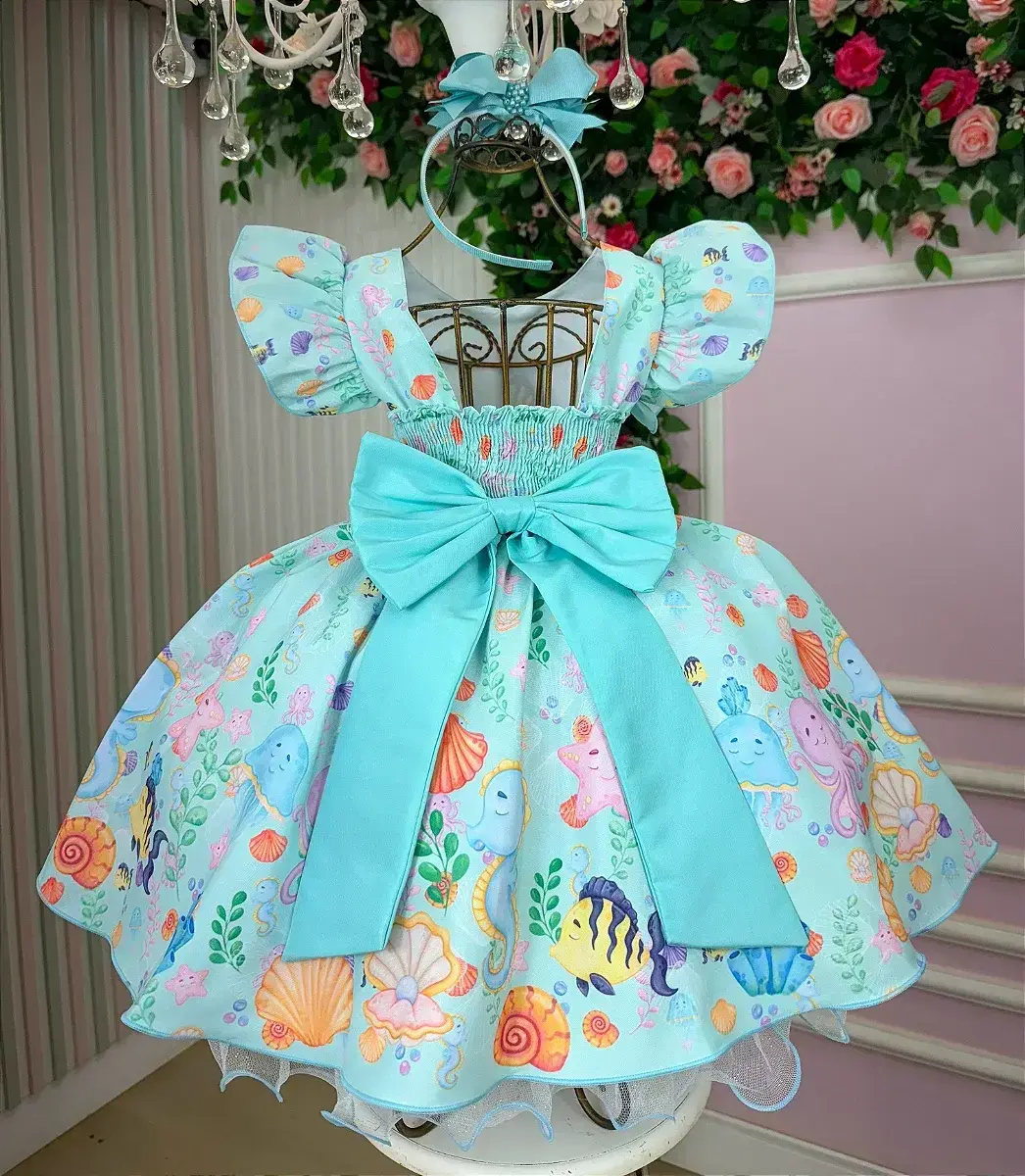 Vestido festa fundo do mar sereia Ariel tiffany, foto 4