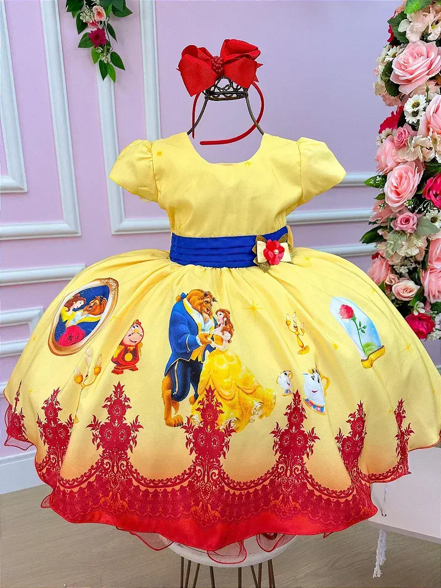 Vestido festa princesa amarela