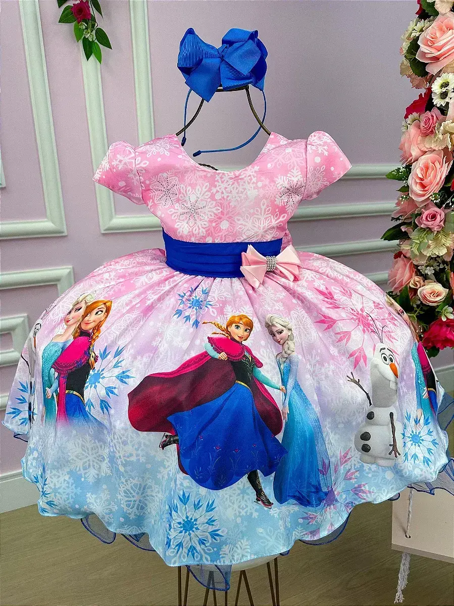 Vestido festa princesa gelo rosa, foto 2