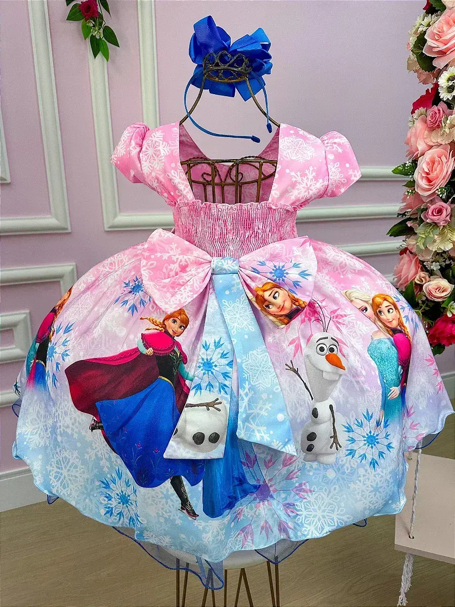 Vestido festa princesa gelo rosa, foto 5